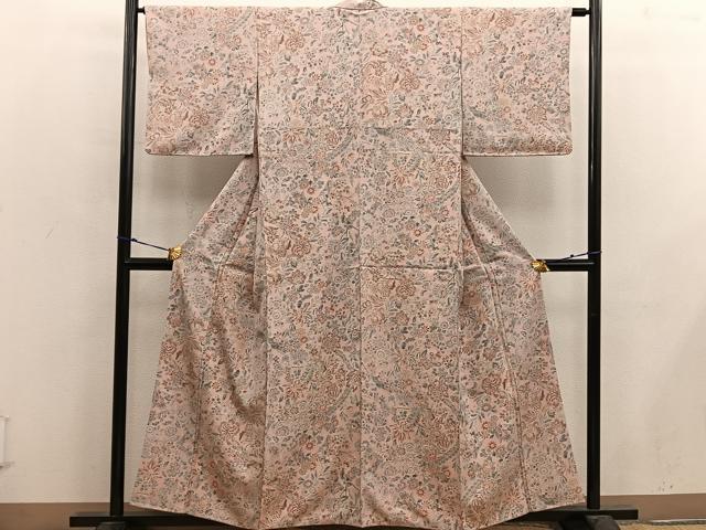 平和屋着物■上質な小紋 更紗花文 正絹 逸品 BAAX4899mz