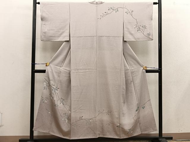 平和屋着物■訪問着 友禅 枝葉文 たたき染め 正絹 逸品 BAAX4914mz
