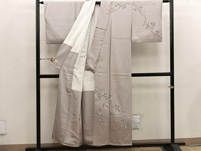 平和屋着物■訪問着 友禅 枝葉文 たたき染め 正絹 逸品 BAAX4914mz