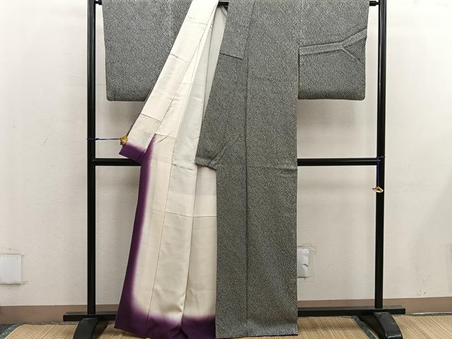 平和屋着物■大変加工の良い総絞り小紋 黒地 正絹 逸品 BAAX4928mz