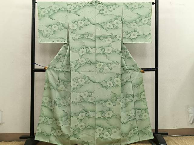 平和屋着物■上質な小紋 雲重ね花文 金彩 正絹 逸品 BAAX4932mz