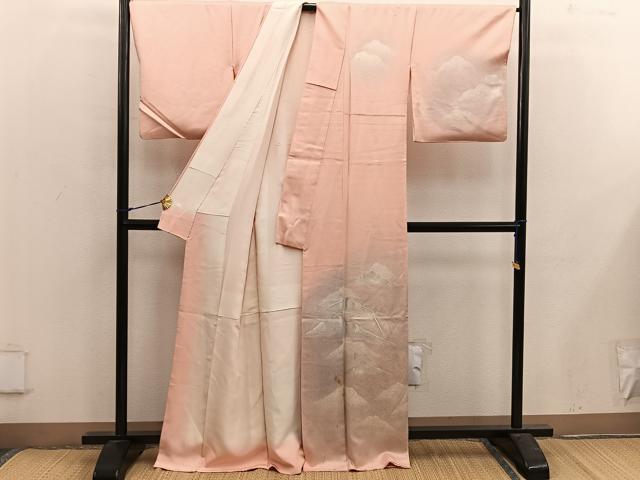 平和屋着物■訪問着 遠山文 銀糸 正絹 逸品 BAAX4941mz