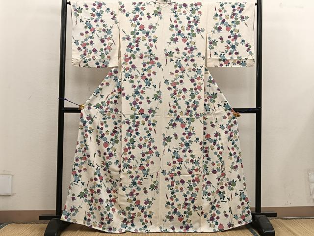 平和屋着物■上質な小紋 草花文 正絹 逸品 BAAX4950mz