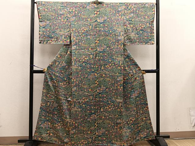 平和屋着物■上質な小紋 風景花文 正絹 逸品 未使用 BAAX4955mz