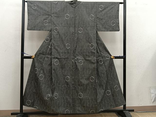 平和屋着物■上質な紬 亀甲文 正絹 逸品 BAAX4956mz