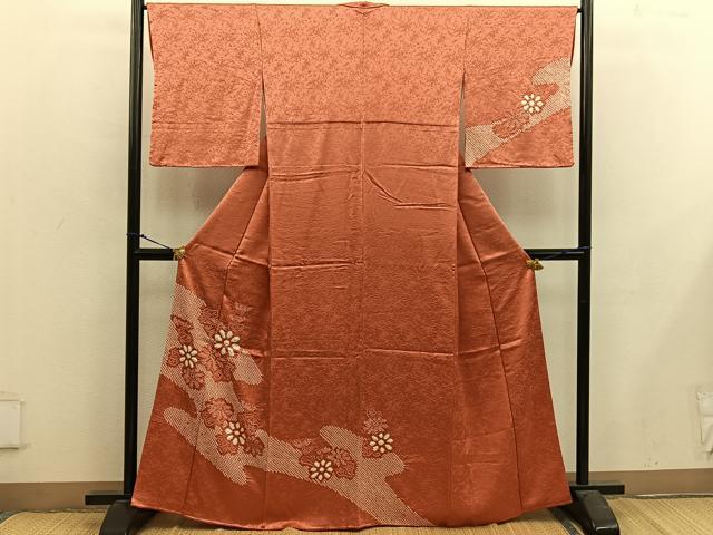 平和屋着物■訪問着 総絞り 草花文 正絹 逸品 BAAX4958mz