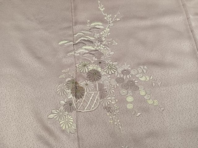 平和屋着物■訪問着 総刺繍 駒刺繍 花籠文 正絹 逸品 BAAX4962mz