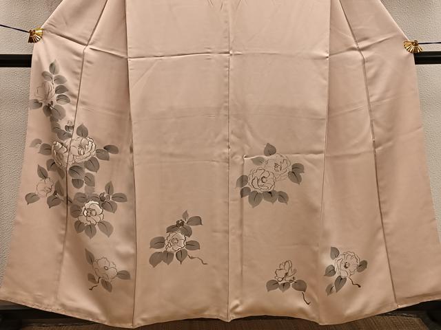 平和屋着物■訪問着 手描き 椿花文 正絹 逸品 BAAX4967mz