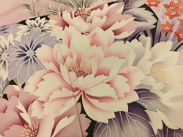 平和屋着物■豪華振袖 牡丹花文 暈し染め 正絹 逸品 BAAX4976mz