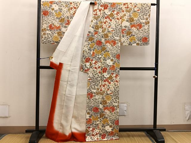 平和屋着物■上質な小紋 菊花文 正絹 逸品 BAAX4980mz