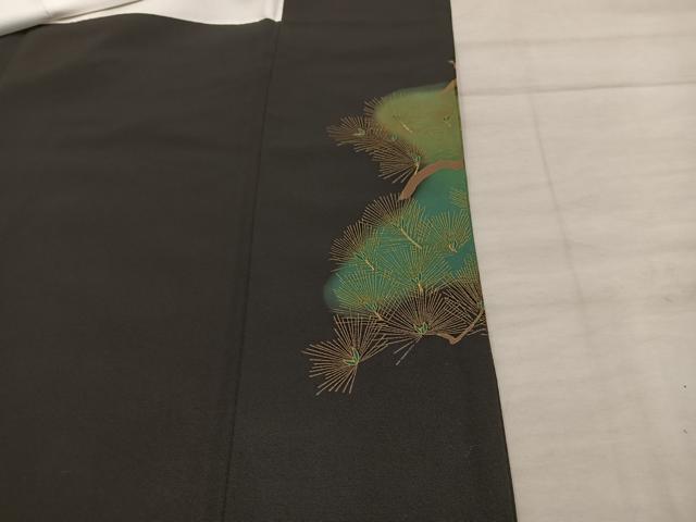 平和屋着物■豪華黒留袖 作家物 駒刺繍 束ね熨斗飛鶴花文 暈し染め 金彩 正絹 逸品 BAAX4988mz