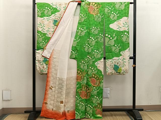 平和屋着物■豪華振袖 駒刺繍 絞り 舞蝶文 金彩 鈴乃屋扱い 正絹 逸品 BAAX4989mz