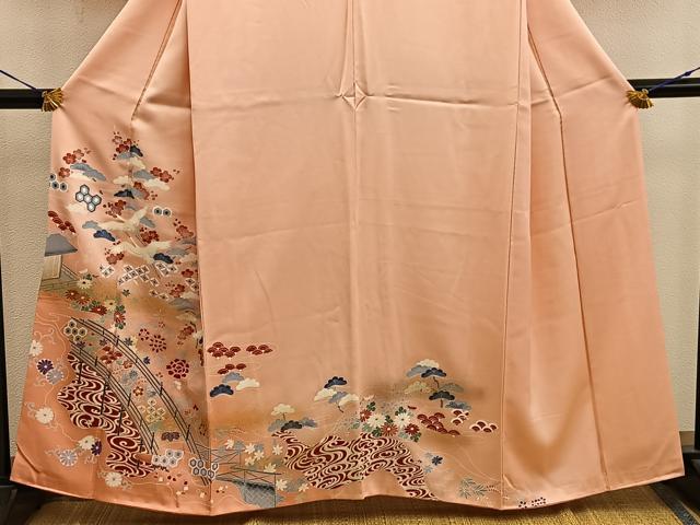 平和屋着物■訪問着 飛鶴風景花文 金彩 正絹 逸品 BAAX4990mz