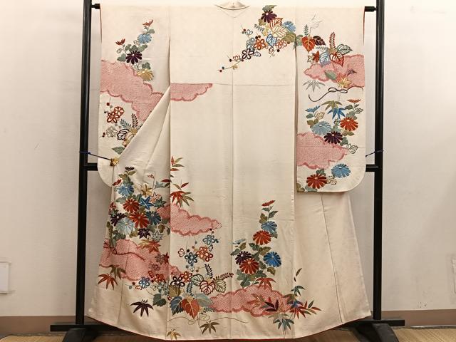 平和屋着物■豪華振袖 絞り 刺繍 菊花文 金銀糸 正絹 逸品 BAAX4992mz