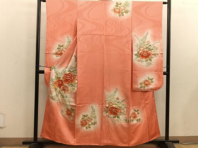 平和屋着物■豪華振袖 総刺繍 草花文 暈し染め 金銀糸 正絹 逸品 BAAX4995mz