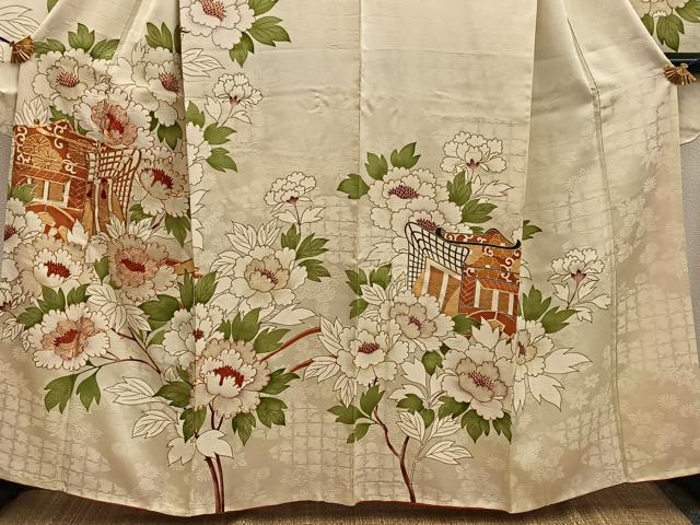 平和屋着物■豪華振袖 駒刺繍 御所車花文 金彩 正絹 逸品 BAAX5002mz