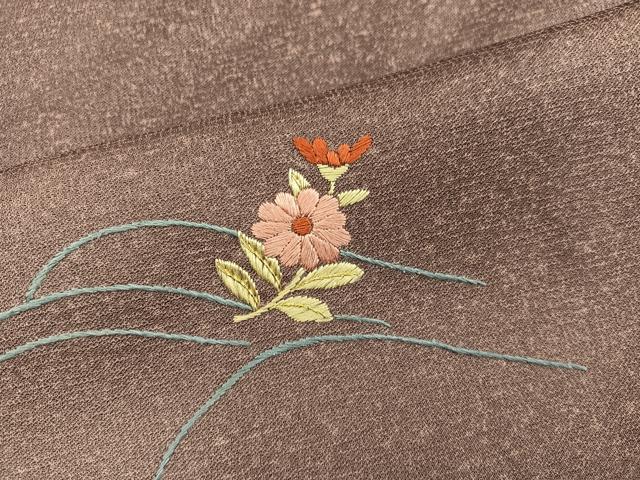 平和屋着物■訪問着 総刺繍 草花文 暈し染め 金糸 正絹 逸品 BAAX5005mz