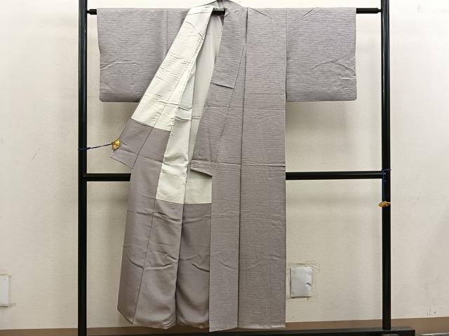 平和屋着物■上質な色無地 流水地紋 茶鼠色 正絹 逸品 BAAX5020mz