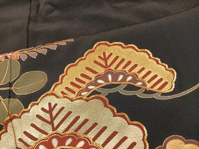 平和屋着物■豪華黒留袖 駒刺繍 松 金彩 正絹 逸品 BAAX5027mz