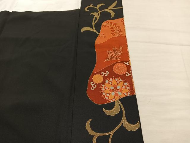 平和屋着物■豪華黒留袖 駒刺繍 鳳凰花文 金彩 正絹 逸品 BAAX5034mz