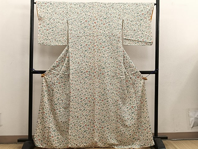 平和屋着物■上質な小紋 草花文 正絹 逸品 BAAX5042mz