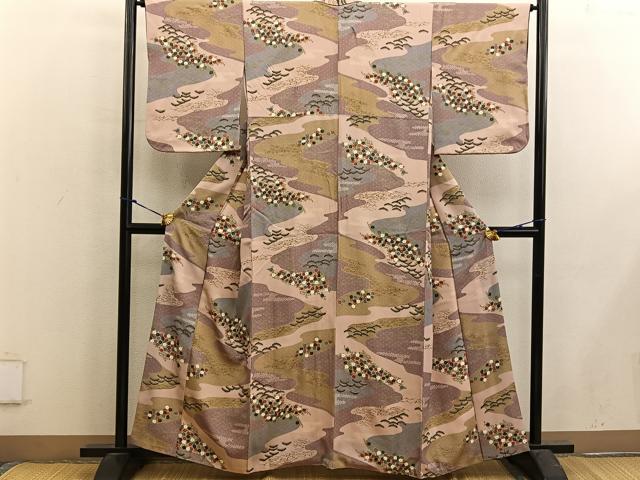 平和屋着物■上質な小紋 草花文 金彩 正絹 逸品 BAAX5048mz