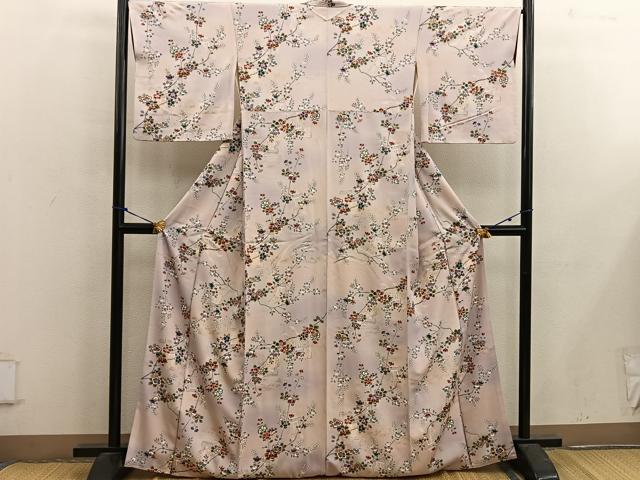 平和屋着物■上質な小紋 御所車枝花文 暈し染め 金彩 正絹 逸品 BAAX5060mz
