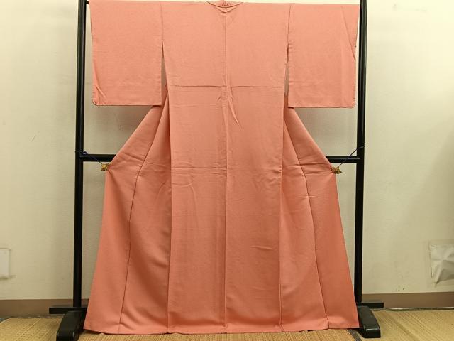 平和屋着物■上質な色無地 鉛丹色 正絹 逸品 BAAX5063mz