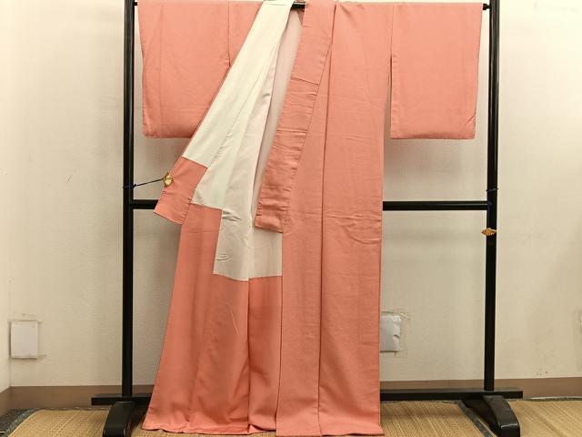 平和屋着物■上質な色無地 鉛丹色 正絹 逸品 BAAX5063mz