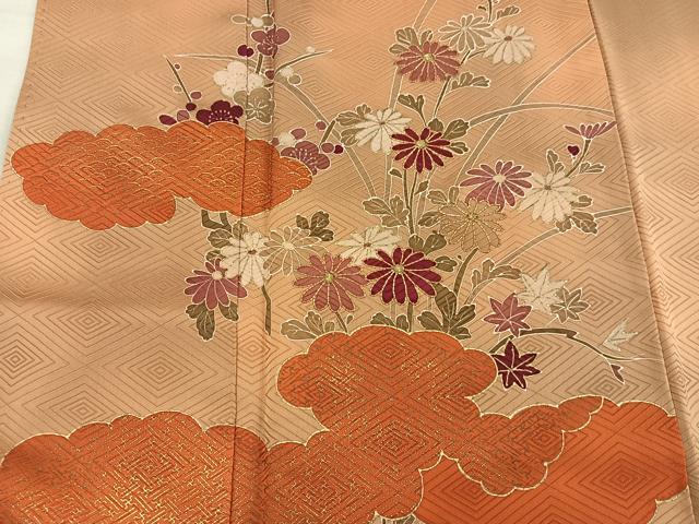 平和屋着物■訪問着 駒刺繍 雲重ね菊花文 暈し染め 金彩 正絹 逸品 BAAX5077mz