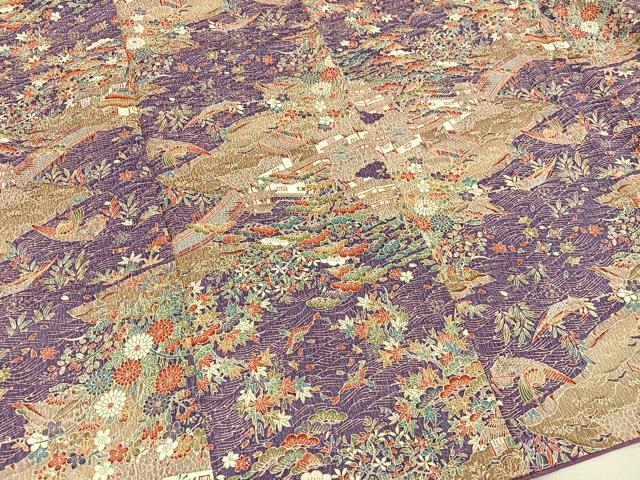 平和屋着物■上質な小紋 風景花鳥文 正絹 逸品 BAAX5081mz