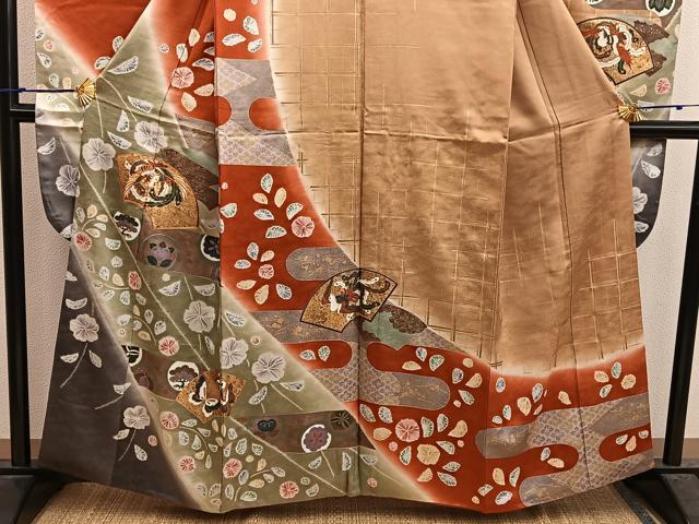 平和屋着物■豪華振袖 駒刺繍 鳳凰地紙花文 暈し染め 金彩 正絹 逸品 BAAX5089mz