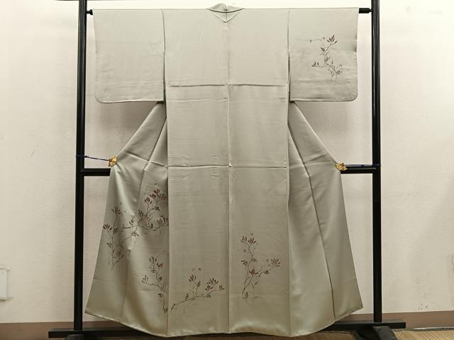 平和屋着物■訪問着 手描き 枝葉文 正絹 逸品 BAAX5091mz