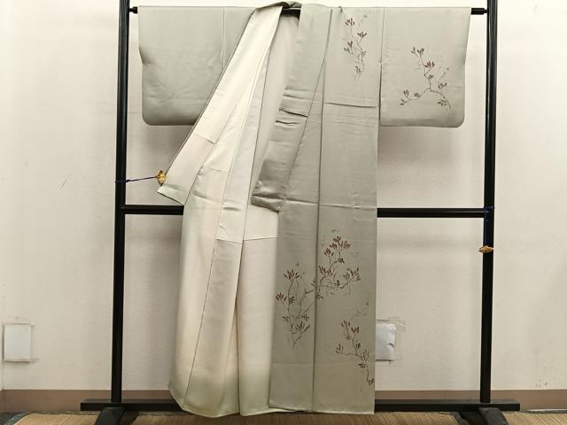 平和屋着物■訪問着 手描き 枝葉文 正絹 逸品 BAAX5091mz