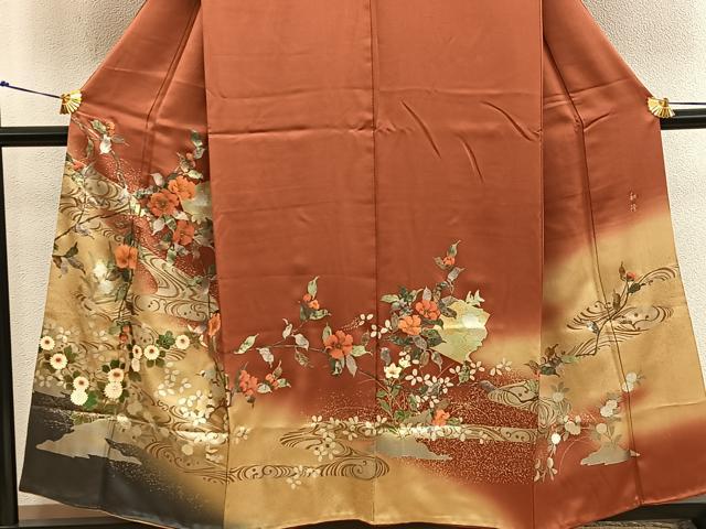 平和屋着物■訪問着 作家物 草花文 暈し染め 正絹 逸品 BAAX5092mz