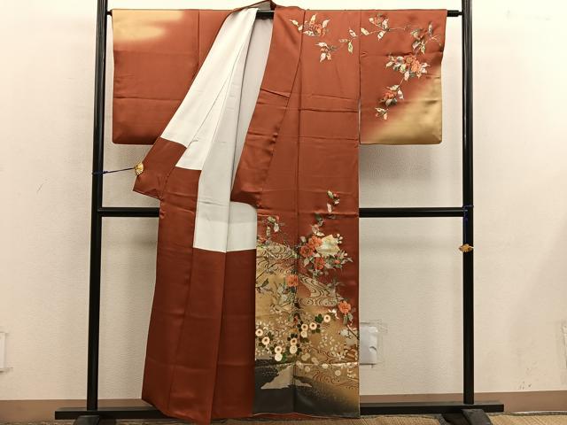 平和屋着物■訪問着 作家物 草花文 暈し染め 正絹 逸品 BAAX5092mz