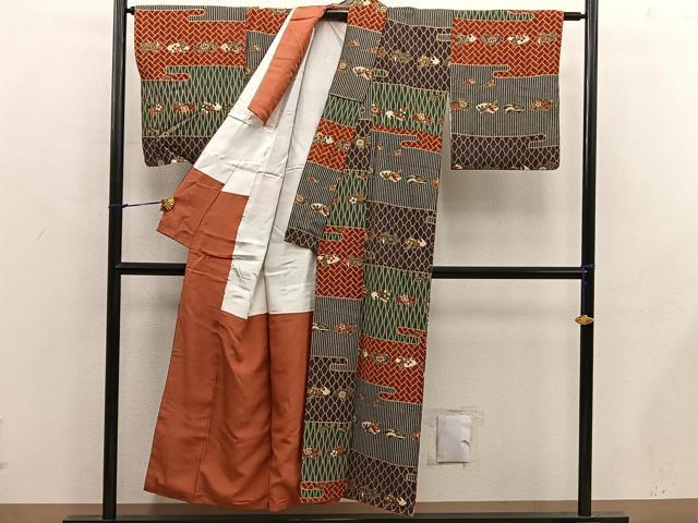 平和屋着物■日本のきもの研究家 三田村環 小紋 地紙花文 金彩 正絹 逸品 BAAX5105mz