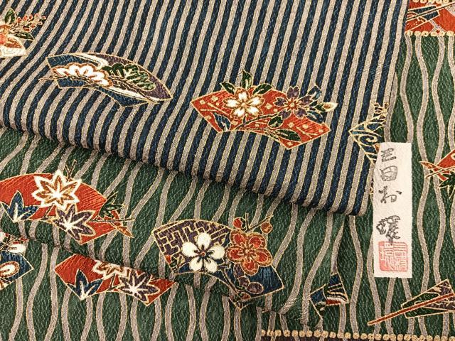 平和屋着物■日本のきもの研究家 三田村環 小紋 地紙花文 金彩 正絹 逸品 BAAX5105mz