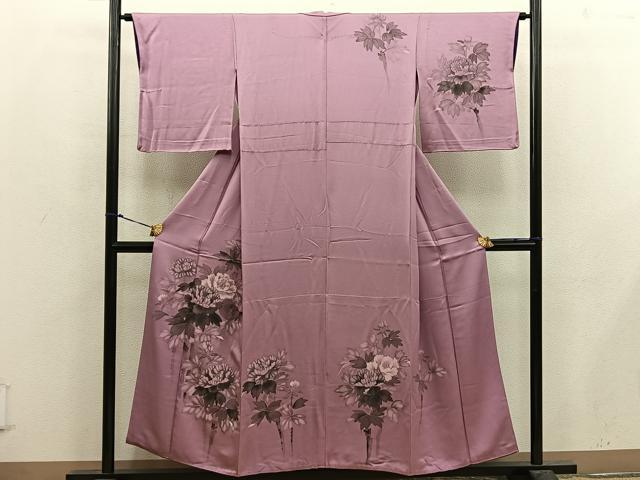 平和屋着物■訪問着 胴抜き仕立て 手描き 牡丹花文 正絹 逸品 BAAX5107mz