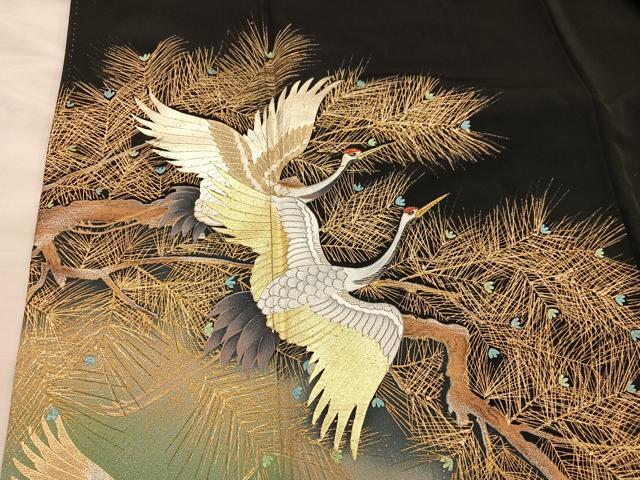 平和屋着物■豪華黒留袖 作家物 飛鶴文 暈し染め 金彩 正絹 逸品 BAAX5109mz