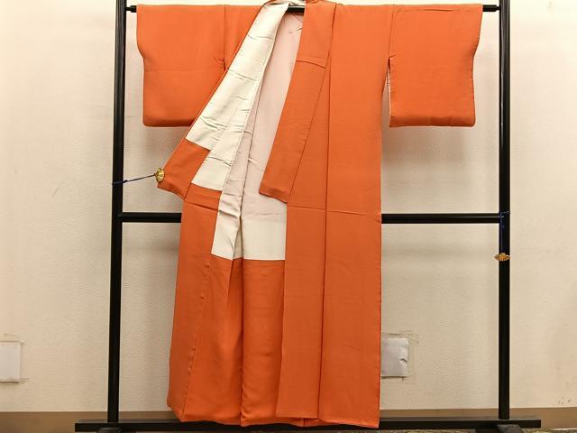 平和屋着物■上質な色無地 丹色 正絹 逸品 BAAX5112mz