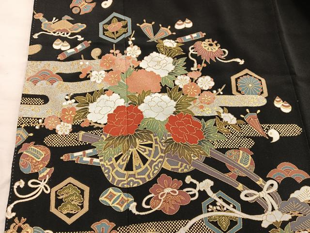 平和屋着物■豪華黒留袖 宝尽くし花車文 金彩 正絹 逸品 BAAX5115mz