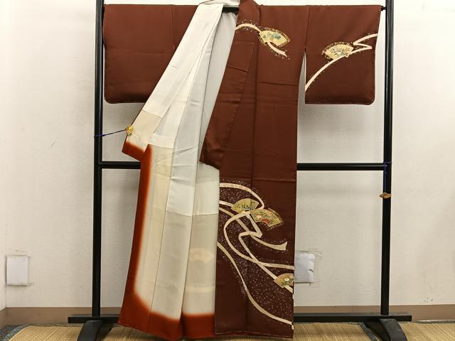 平和屋着物■訪問着 地紙重ね花文 金銀彩 正絹 逸品 BAAX5121mz
