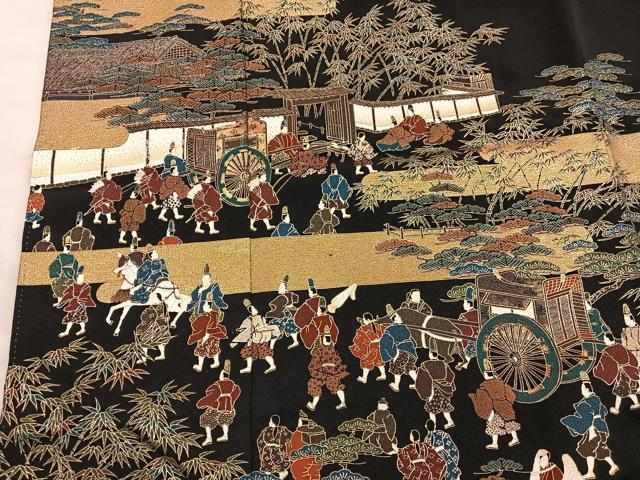 平和屋着物■高級染元 粋峰 林芳夫 京加賀友禅 黒留袖 大名行列 金彩 やまと誂製 正絹 逸品 BAAX5133mz