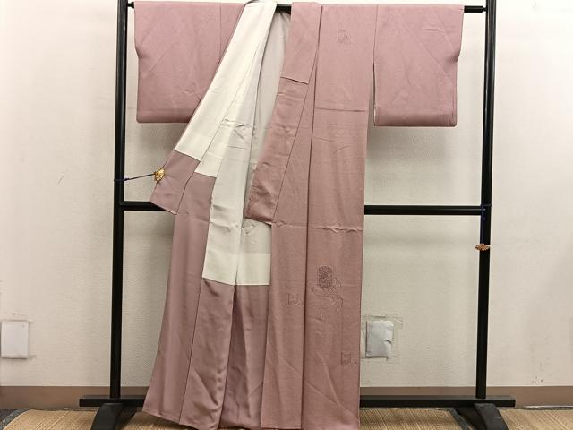 平和屋着物■訪問着 総刺繍 スワトウ刺繍 貝桶花文 遠州茶色 正絹 逸品 BAAX5138mz