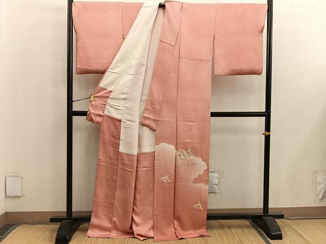平和屋着物■豪華色留袖 総刺繍 片輪車花文 暈し染め 正絹 逸品 BAAX5139mz