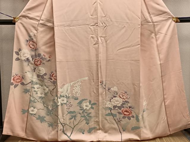 平和屋着物■訪問着 刺繍 花鳥文 暈し染め 正絹 逸品 BAAX5140mz