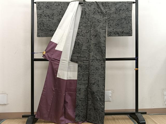 平和屋着物■上質な紬 草花文 正絹 逸品 未使用 BAAX5143mz