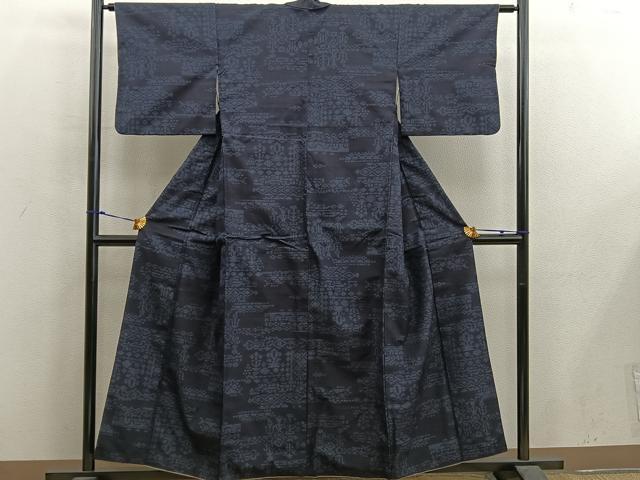 平和屋着物■結城紬 80亀甲 幾何学文様 正絹 逸品 BAAX5148mz