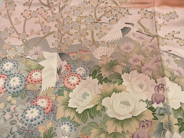 平和屋着物■豪華色留袖 飛鶴花文 暈し染め 正絹 逸品 BAAX5153mz